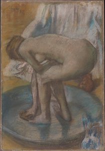Matalassa ammeessa kylpevä nainen tekijältä Edgar Degas