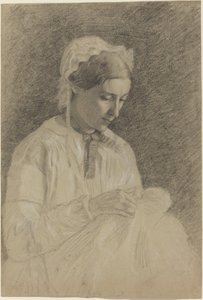 Nainen kirjonta, 18551860. tekijältä Edgar Degas