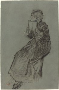 Nainen lukee kirjaa, c. 1879. tekijältä Edgar Degas