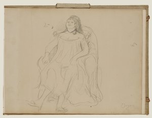 Nainen istuu tekijältä Edgar Degas