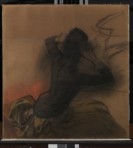 Nainen säätelee hiuksiaan, n. 1884 tekijältä Edgar Degas