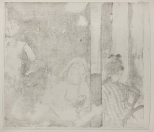 Naiset kahvilan edessä, ilta, n. 1877 (monotyyppinen suomalainen norsunluun kudottu paperi) tekijältä Edgar Degas