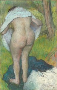 Nuori nainen pukeutuu itseään tekijältä Edgar Degas