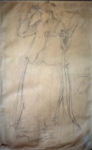 Edgar Degasin (1834-1917) Nuori nainen laulava piirustus lyijykaivoksessa 1800-luvun Pariisi, Louvre-museo tekijältä Edgar Degas