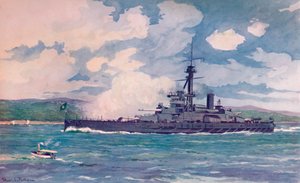 Brasilian superdreadnought Minas Geraes lähestyy Rioa, 1914