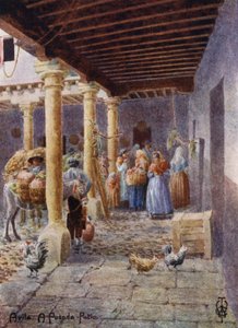 Pohjois-Espanja: Avila, A Posada Patio (väri litho) tekijältä Edgar T. A. Wigram
