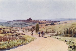 Pohjois-Espanja: Avila, luoteesta (väri litho) tekijältä Edgar T. A. Wigram