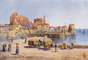 Pohjois-Espanja: Castro Urdiales, The Harbour (väri litho)