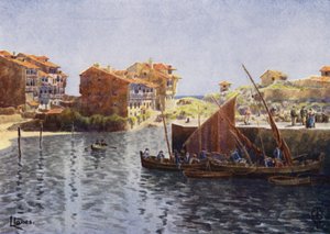 Pohjois-Espanja: Llanes, The Harbour (väri litho) Pohjois-Espanja: Llanes, The Harbour (väri litho)