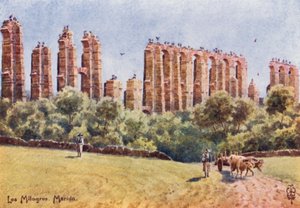 Pohjois-Espanja: Merida, "Los Milagros", Suuren akveduktin rauniot (väri litho)