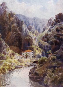 Pohjois-Espanja: Devan rotko, Urdon (väri litho) tekijältä Edgar T. A. Wigram