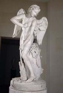 Amor veistämällä jousensa Hercules-klubista, 1747-50 (marmori) (katso myös 234450)