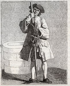 Kaivonpuhdistaja - Pepetit metier de Paris (Tutkimuksia alhaisista ihmisistä eli Pariisin kriisistä) - kaiverrus Edme Bouchardon (1698-1762) tekijältä Edmé Bouchardon