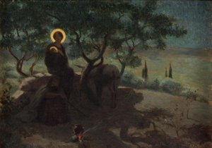 Lento Egyptiin, n. 1915 (öljy kankaalle) tekijältä Edmond (1861 1943) Tapissier
