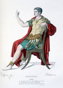 Pompeen hahmo teatteriteoksessa Sertorius - Full Theatre: (Corneillen näytelmien kokoelma) Geffroyn piirustus, kaiverrus Delanoux - toim. Laplace, Sanchez et Cie, Pariisi 1884 tekijältä Edmond Aime Florentin Geffroy