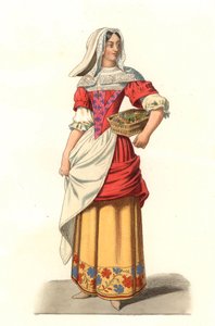 Ranskalainen talonpoika 1600-luku, Jean Saint Jeanin kaiverruksesta - Litografia Edmond Lechevallier-Chevignardin (1825-1902) kuvituksesta teoksesta "Costumes historiques des 16th