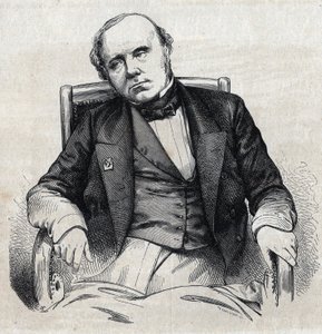 Augustin Thierryn (1795-1856), ranskalaisen historioitsijan muotokuva. Kaiverrus Chevignard kirjassa "" Le Magasin Picturesque"" tekijältä Edmond Lechevallier Chevignard