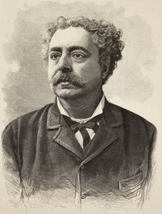 Edmondo De Amicisin (1846-1908), italialaisen kirjailijan muotokuva, kaiverrus E Mancastroppa Schembochen valokuvasta L