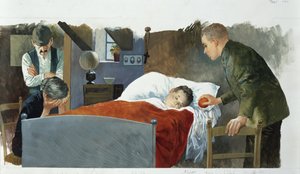 Pieni kuoleva muurari Edmondo De Amicisin (1846-1908) Sydämestä, piirustus