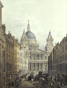 Pyhän Paavalin katedraali, Ludgate Hill, pubi. 1852, LLoyd Bros. & Co. (akvatinta) tekijältä Edmund (after) Walker