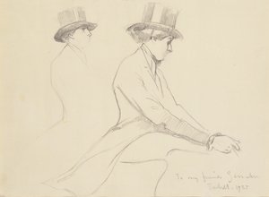 Ratsastushahmot (lyijykynä paperille) tekijältä Edmund Charles Tarbell