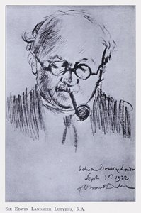 Sir Edwin Landseer Lutyens, kuvitus Kuningattaren nukkekodin matkamuistoon (Oxley, Oxford, Alankomaat). tekijältä Edmund Dulac