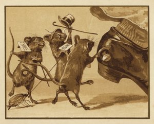 Kuvitus kolmelle sokealle hiirelle (väri litho) tekijältä Edmund G. Caldwell