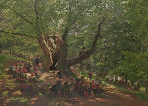 Robin Hood ja hänen iloiset miehet Sherwood Forestissa, 1859 (guassi ja arabikumi paperilla)