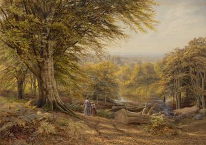 Hiilenpolttimet lähellä Weybridgeä, Surrey, 1870 (wc ja vartaloväri paperilla)