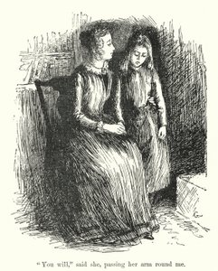 Charlotte Bronten kuvitus Jane Eyrelle (litho) tekijältä Edmund Henry Garrett