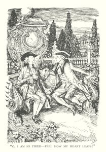 Kuvitus R. L. Stevensonin Prince Otto -teokseen (litografia). tekijältä Edmund Joseph (after) Sullivan