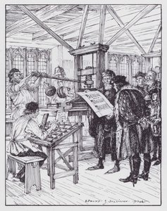 William Caxton kirjapainossaan (litho)