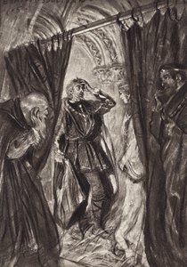 William Shakespeare: Tanskan prinssi Hamletin tragedia, III näytös, 1. kohtaus (litografia). tekijältä Edmund Joseph (after) Sullivan