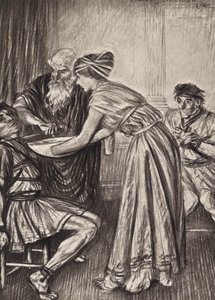 William Shakespeare: Andronicuksen tragedia, V näytös, kohtaus 2 (litografia). tekijältä Edmund Joseph (after) Sullivan