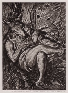 Kesäyön unelma, näytös IV, Sc I (litho) tekijältä Edmund Joseph Sullivan