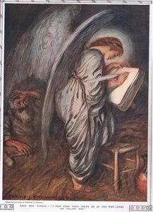 Abou Ben Adhem ja enkeli, vuonna 1917 julkaistusta "Bibby Annualista" tekijältä Edmund Joseph Sullivan