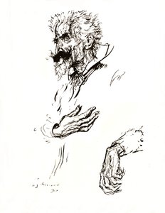 Don Quijote. Kynäluonnos sarjasta Line: An Art Study, 1923 tekijältä Edmund Joseph Sullivan