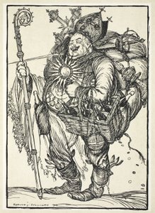 Herr Michel ADC, kruununprinssille hänen palattuaan luvatusta maasta, kuva Edmund J. Sullivanin Keisarin seppeleestä, pub. 1916 tekijältä Edmund Joseph Sullivan