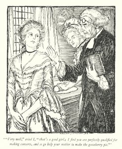Kuvitus Oliver Goldsmithin teoksesta The Vicar of Wakefield (litho) tekijältä Edmund Joseph Sullivan