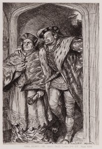 Kuningas Henrik VIII:n elämän kuuluisa historia, näytös I, Sc 2 (litho) tekijältä Edmund Joseph Sullivan