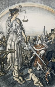 Oikeuden valtakunta, 1917 (litografia) tekijältä Edmund Joseph Sullivan