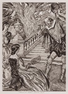 Kahdestoista yö; tai Mitä haluat, Act III, Sc 4 (litho) tekijältä Edmund Joseph Sullivan