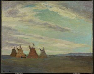 Intiaanien leirintäalue preerialla, 1800-luvun loppu - 1900-luvun alku tekijältä Edmund Montague Morris