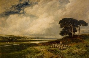 Maisema lampaiden kanssa, 1899 tekijältä Edmund Morison Wimperis