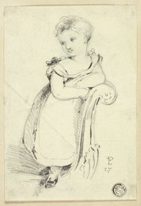Pieni tyttö seisoo sohvalla (recto); katkelma: Naisen takaraivo (kääntöpuoli). tekijältä Edmund Thomas Parris