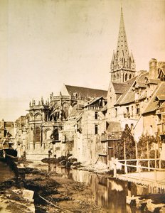 Odon-joki ja Saint-Pierre de Caenin apsidi ja kirkon torni, n. 1850-55 (kuva)