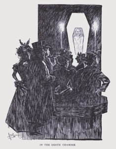 Boheemi Pariisi: kuolemankammiossa (litografia) tekijältä Edouard Alfred (1875 1954) Cucuel