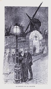 Boheemi Pariisi: Le Moulin de la Galette (litografia) tekijältä Edouard Alfred (1875 1954) Cucuel