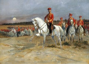 Tsarevitš Nikolai arvioi joukkoja tekijältä Jean Baptiste Edouard Detaille
