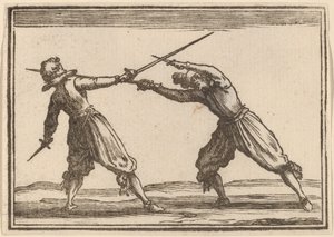 Kaksintaistelu miekkojen ja tikarien kanssa tekijältä Edouard Eckman after Jacques Callot